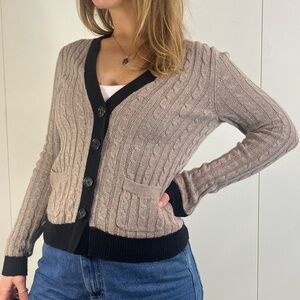 LOFT cable knit ringer cardigan